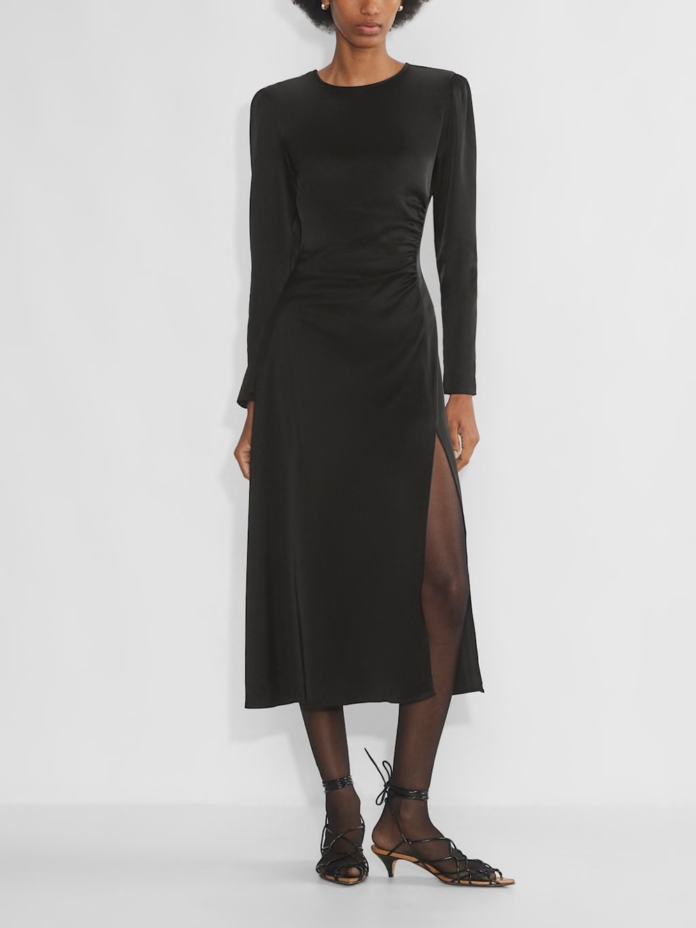 Aritzia Wilfred Melita Satin Formal Wedding Guest Maxi Dress Side-Slit Sz 00
